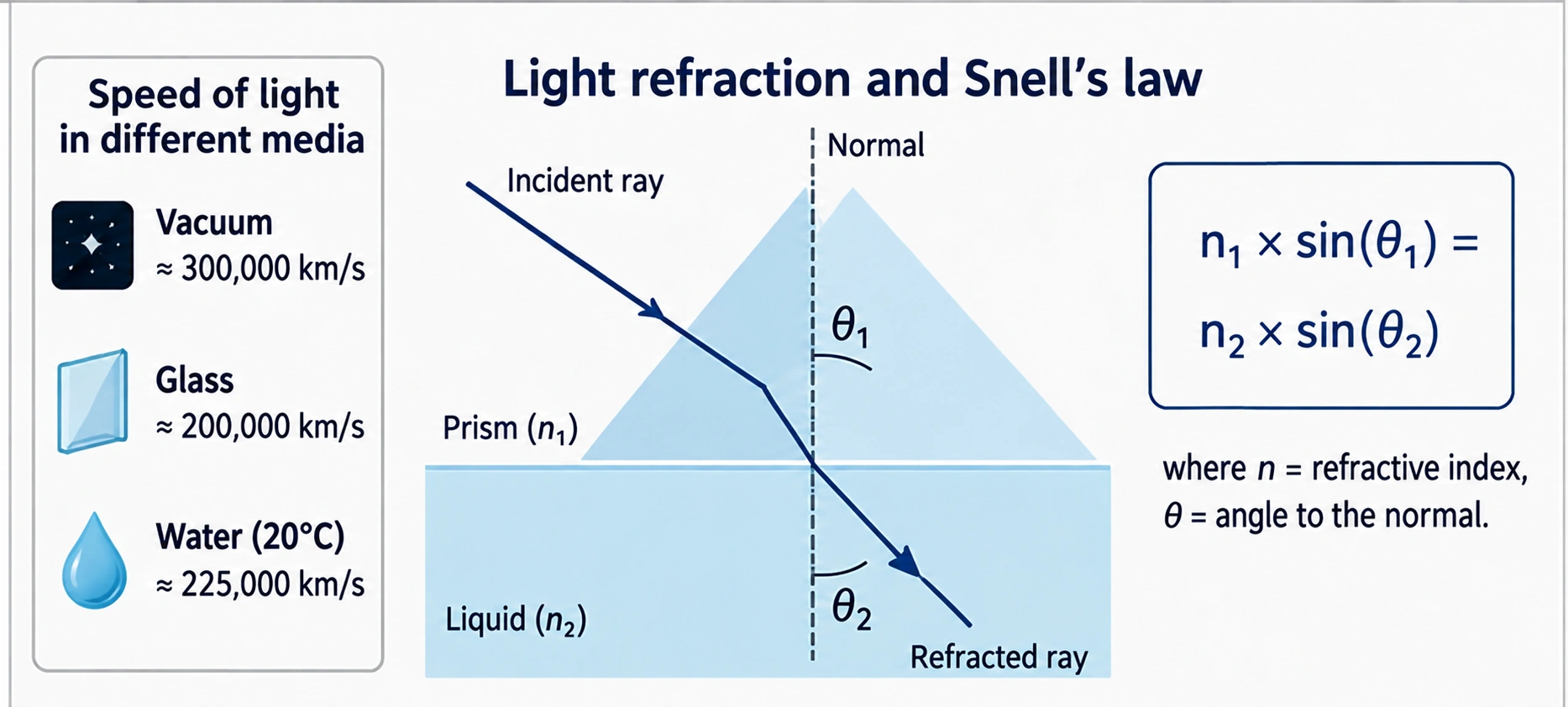 Light refraction and Snell's law